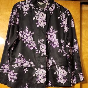 Laura Ashley Black Blazer with Purple Floral Design